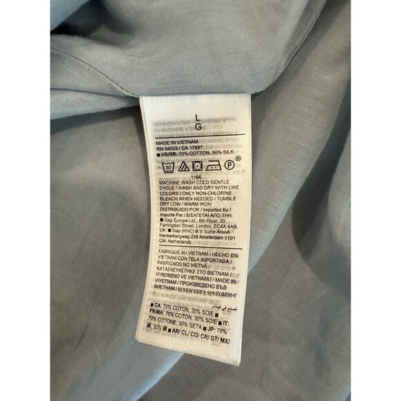 Banana Republic Dress Large Powder Blue Eliana NWT Cotton Silk Maxi Flowy Boho - Picture 9 of 12